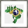 Brazil Typographic Map Flag Framed Print