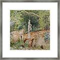 Brick Bridge With A Stone Figure Framed Print