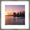 Brooklyn Bridge And Manhattan At Sunset - New York - Cityscape Photography Framed Print