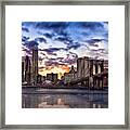 Brooklyn Bridge Manhattan Sunset Framed Print