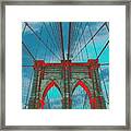 Brooklyn Bridge Red Shadows Framed Print