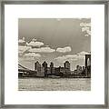 Brooklyn New York From Manhattan In Sepia Framed Print