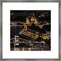 Budapest View At Night Framed Print