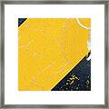 Bullet Hole On The Yellow Black Line Framed Print