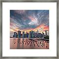Burning Sunset Over Manhattan Framed Print