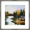 Cabin By The River Framed Print