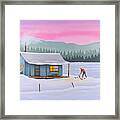 Cabin On A Frozen Lake Framed Print
