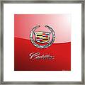 Cadillac - 3 D Badge On Red Framed Print