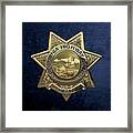 California Highway Patrol  -  C H P  Chief Badge Over Blue Velvet Framed Print