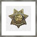 California Highway Patrol  -  C H P  Police Officer Badge Over White Leather Framed Print