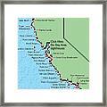 California Lighthouse Map Framed Print