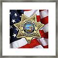 California State Parole Agent Badge Over American Flag Framed Print