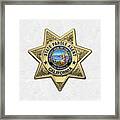 California State Parole Agent Badge Over White Leather Framed Print
