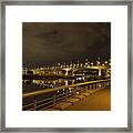 Cambie Bridge In Vancouver Bc At Night Framed Print