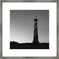 Cape Hatteras Light Silhouette Sunrise Bw Framed Print