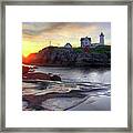 Cape Neddick Lighthouse Sunrise Framed Print