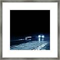 Car On A Rainy Highway At Night Framed Print