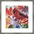 Cardinal In Flowers Framed Print