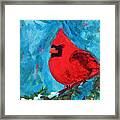 Cardinal Red Bird Watercolor Modern Art Framed Print