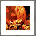 Carved Pumpkin With Candles Framed Print
