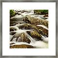 Cascading Water And Rocky Mountain Rocks Framed Print