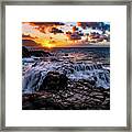 Cascading Water At Sunset Framed Print