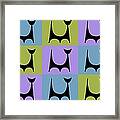 Cat 2 Purple Green And Blue Framed Print