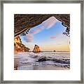 Cathedral Cove At Dawn Framed Print