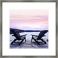 Chairs On Lake Dock Framed Print