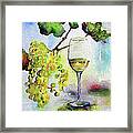 Chardonnay Wine Glass And Grapes Framed Print
