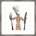 Chef Box Man Character With Cutlery Framed Print