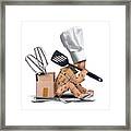 Chef Character Sat Thinking With Kitchen Tools Framed Print