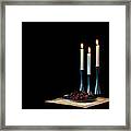 Cherries And Candles In Steel Framed Print