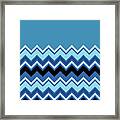 Chevron Summer Cobalt Sapphire Blue Black Zigzag Pattern Framed Print