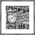 Chicago Marshall Field State Street Clock Black And White Framed Print