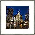 Chicago River And Wrigley Building Framed Print