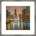 Chicago River At Night Framed Print