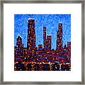 Chicago Skyline At Night From North Avenue Pier - Vertical Framed Print