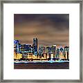 Chicago Skyline At Night Panorama Color 1 To 3 Ratio Framed Print