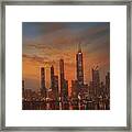 Chicago Skyline At Sunset Framed Print