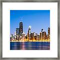 Chicago Skyline At Twilight Framed Print