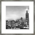 Chicago Skyline Black And White - Illinois - Usa Framed Print