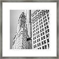 Chicago Wrigley Building And Trump Tower Black And White Photo Framed Print