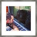 #chimp #zoo #monkeyworld #reflection Framed Print