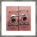 Chinese Red Door With Lock Framed Print