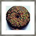 Chocolate Donut And Sprinkles Oil Painting Framed Print