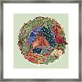 Christmas Horse And Holiday Wreath Framed Print