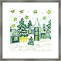 Christmas Picture In Green Framed Print