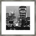 Cincinnati Black And White Night Panorama Skyline Framed Print