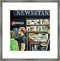 City Newsstand - People On The Street Painting Framed Print
